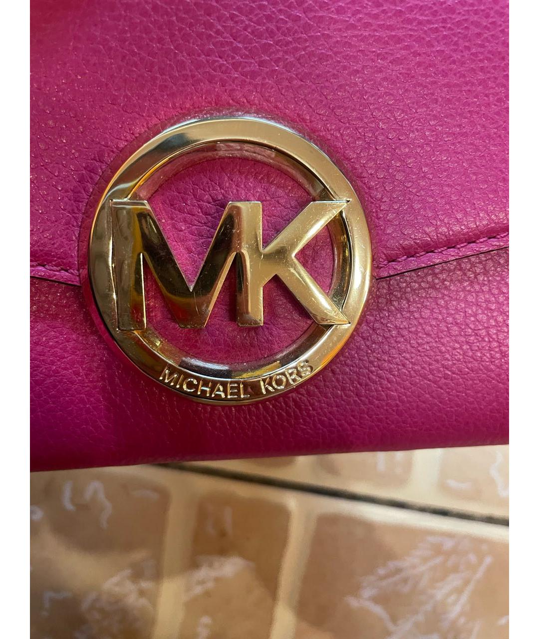 MICHAEL MICHAEL KORS Фуксия кожаная сумка через плечо, фото 5