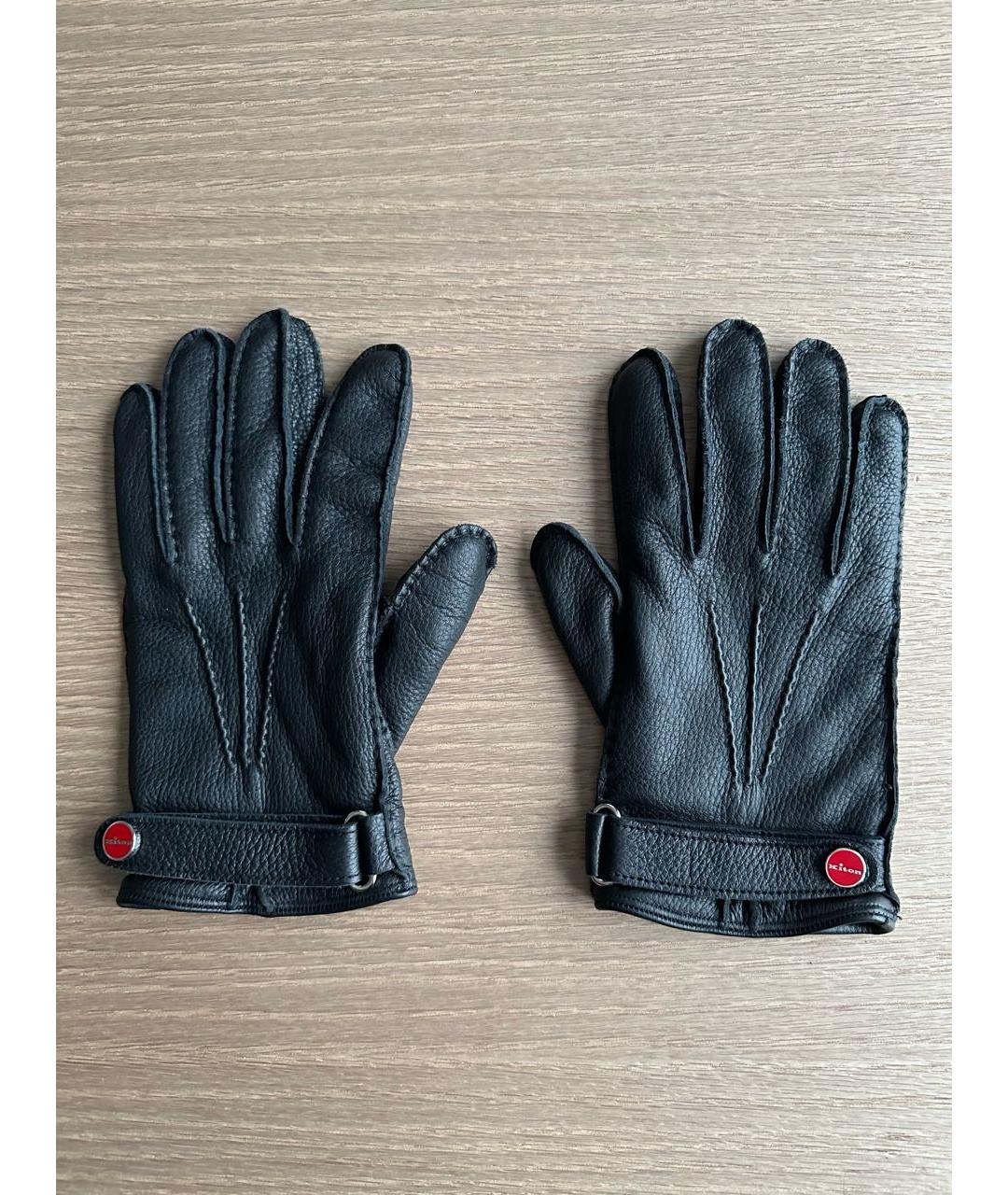 KITON Черные кожаные перчатки, фото 6