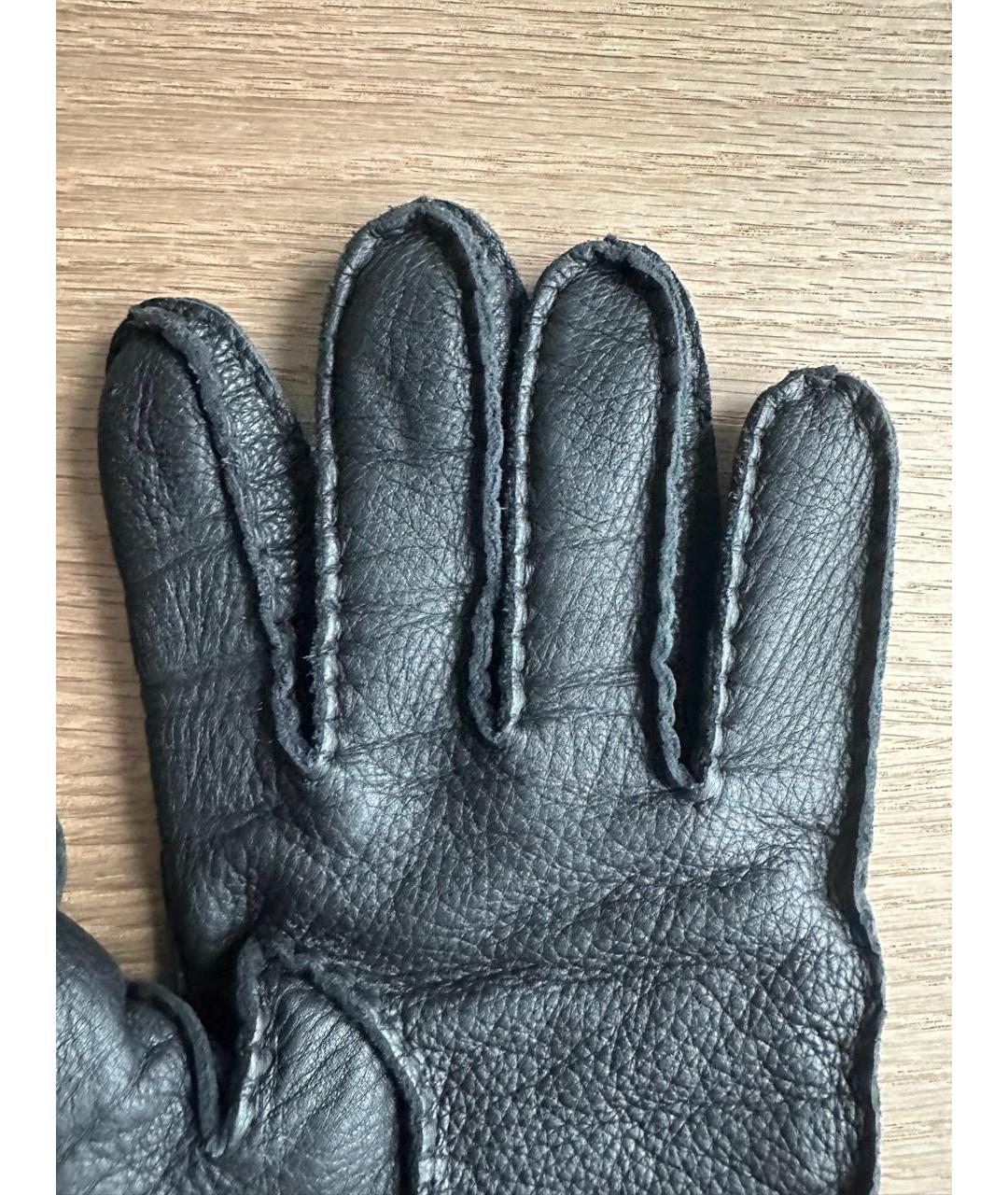 KITON Черные кожаные перчатки, фото 4