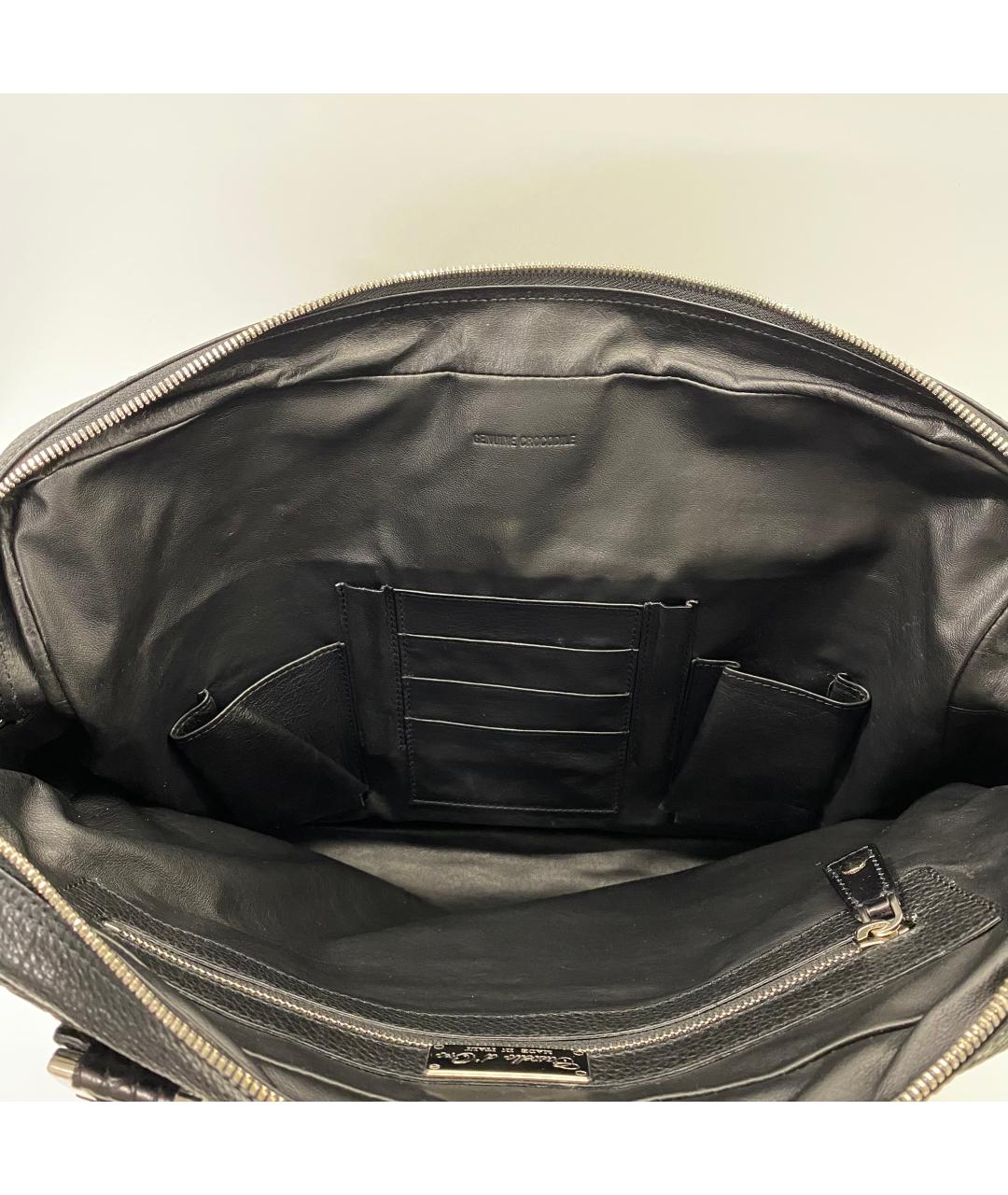 CASTELLO D'ORO Черный кожаный портфель, фото 5