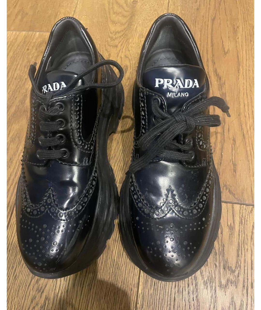 PRADA Черные кожаные брогги и оксфорды, фото 2