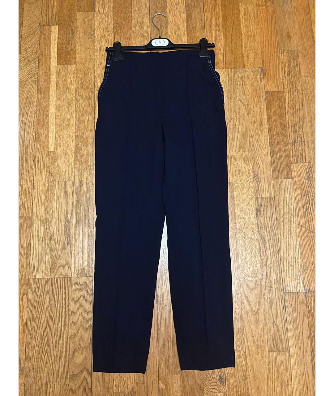 CELINE Темно-синие шерстяные прямые брюки, фото 5