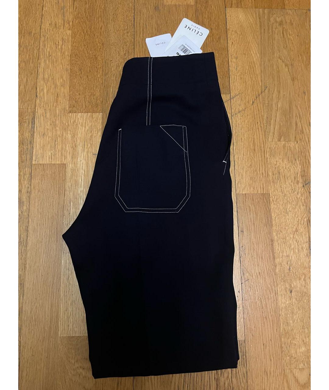 CELINE Темно-синие шерстяные прямые брюки, фото 2