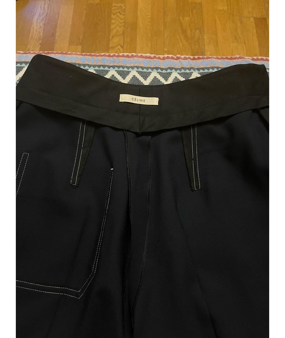 CELINE Темно-синие шерстяные прямые брюки, фото 3