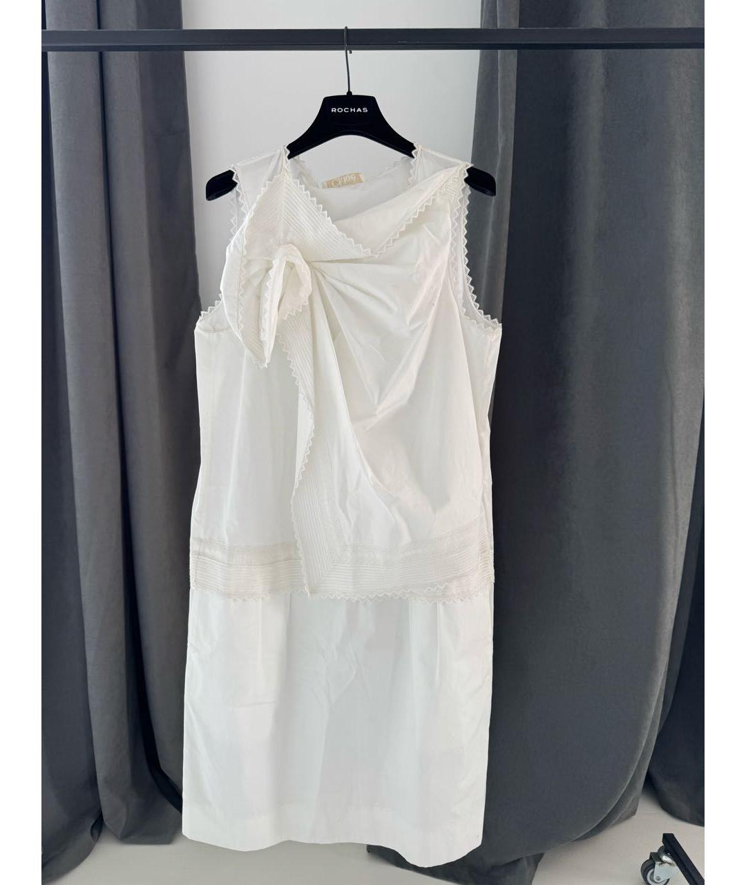 CHLOE Белое хлопковое повседневное платье, фото 2