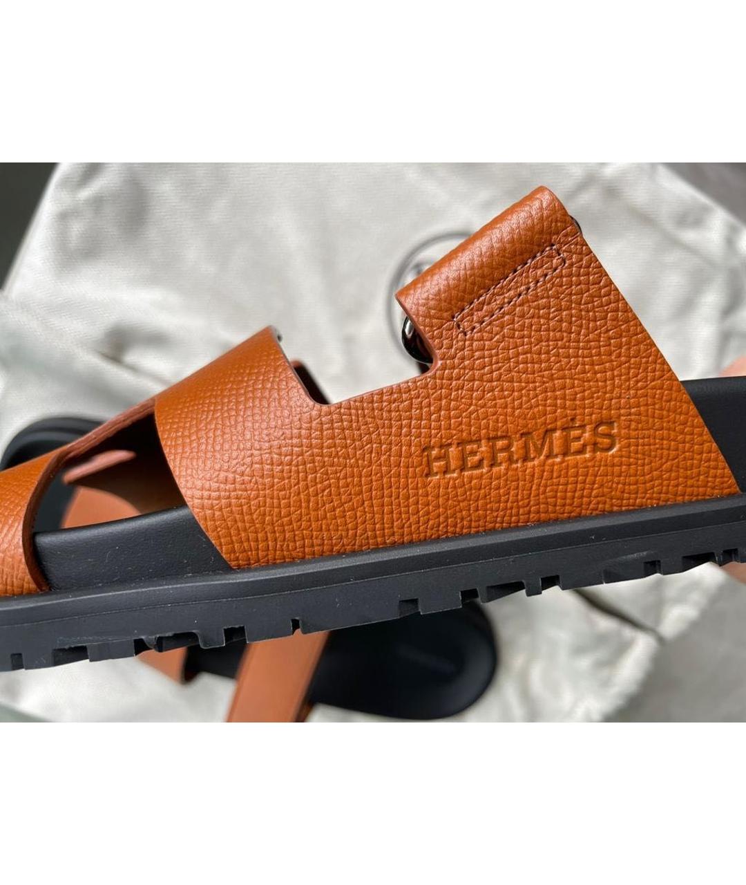HERMES PRE-OWNED Коричневые кожаные шлепанцы, фото 5