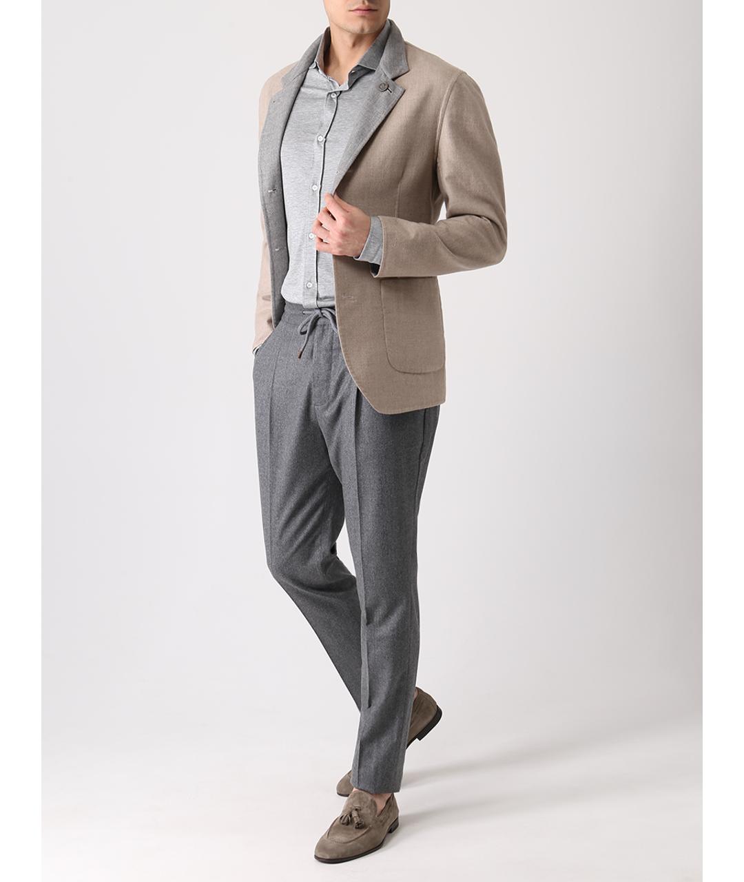 BRUNELLO CUCINELLI Серая кэжуал рубашка, фото 2