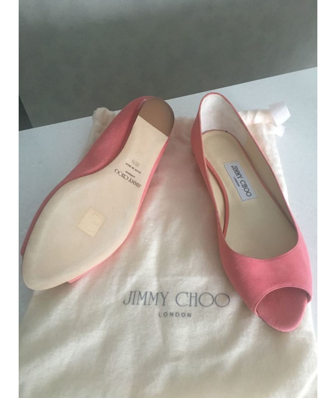 JIMMY CHOO Розовые бархатные балетки, фото 4