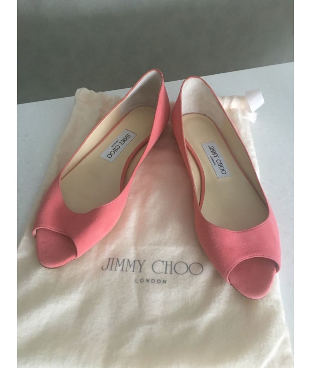 JIMMY CHOO Розовые бархатные балетки, фото 2