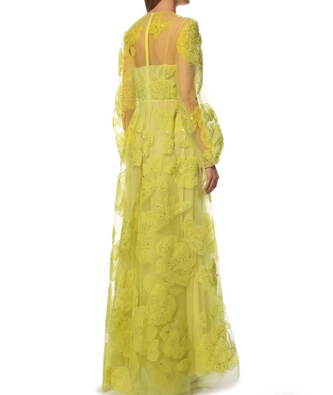 VALENTINO Желтое сетчатое вечернее платье, фото 2