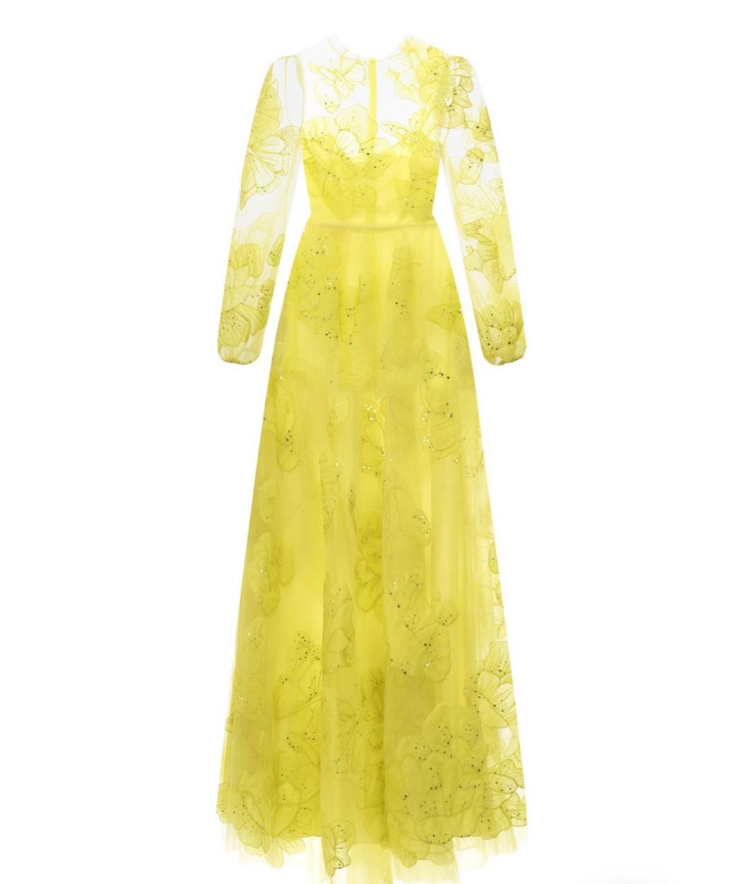 VALENTINO Желтое сетчатое вечернее платье, фото 1