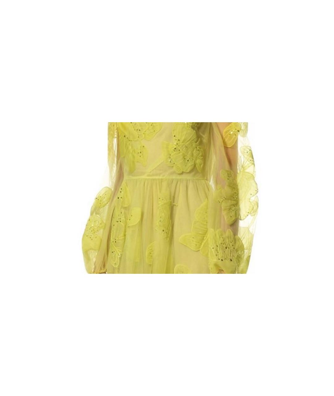 VALENTINO Желтое сетчатое вечернее платье, фото 4