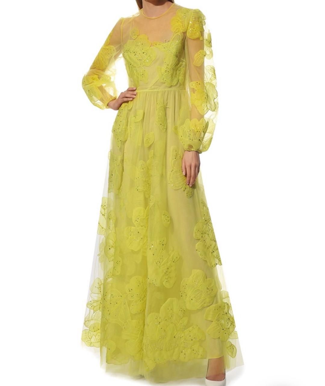 VALENTINO Желтое сетчатое вечернее платье, фото 3
