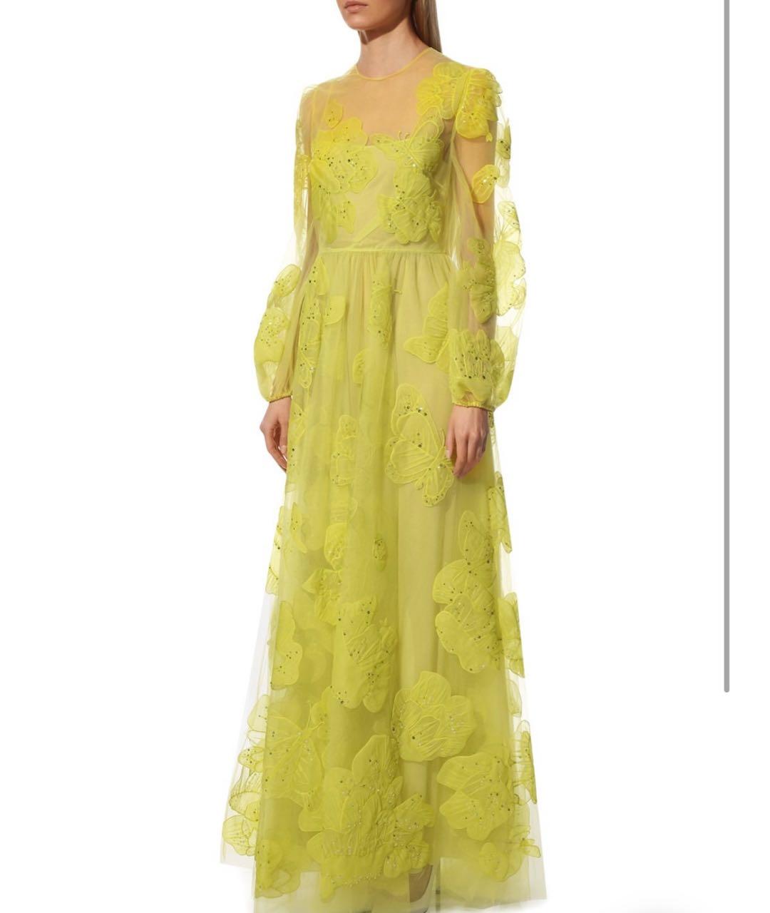 VALENTINO Желтое сетчатое вечернее платье, фото 5
