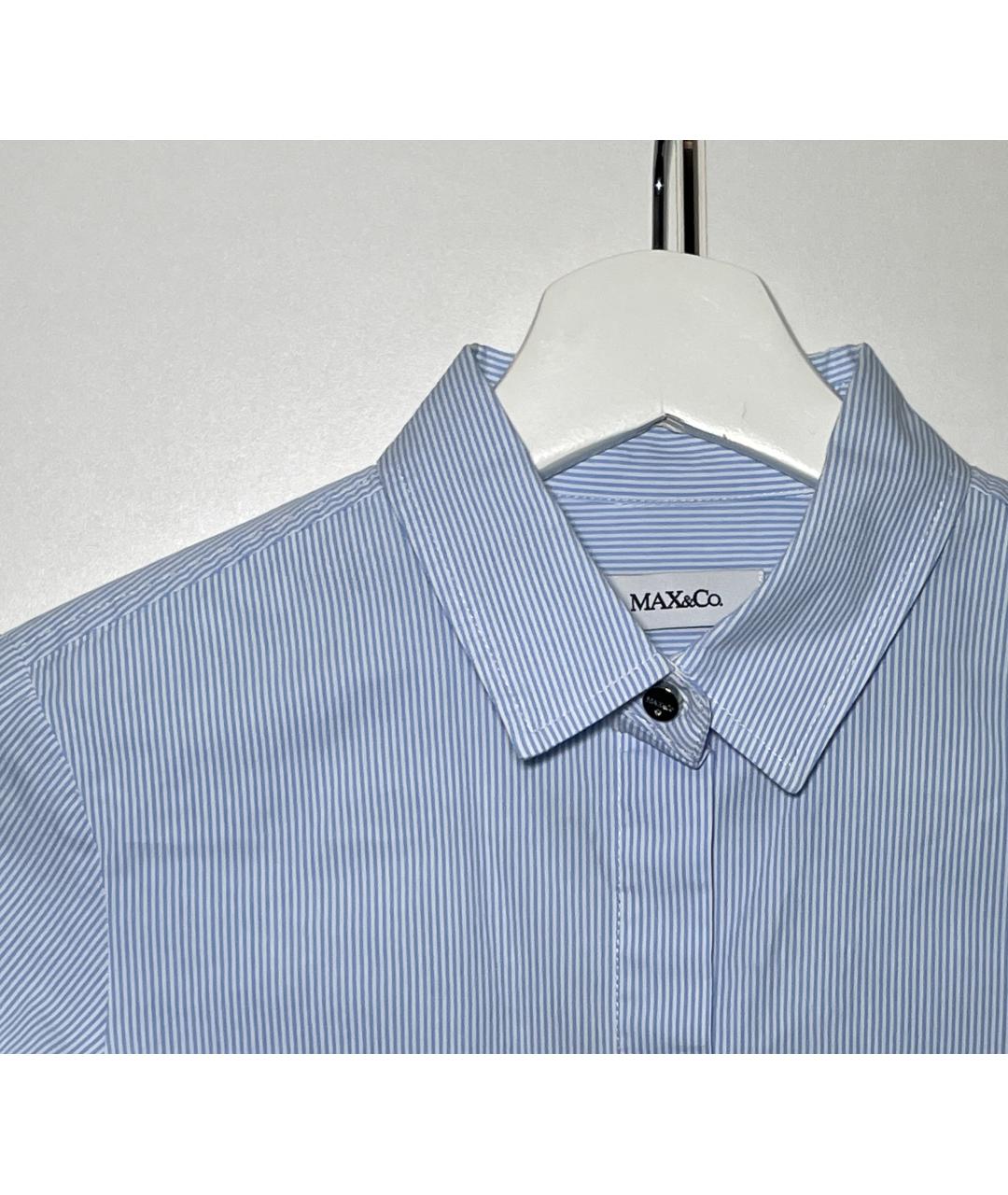 MAX&CO Голубая хлопко-эластановая рубашка, фото 3