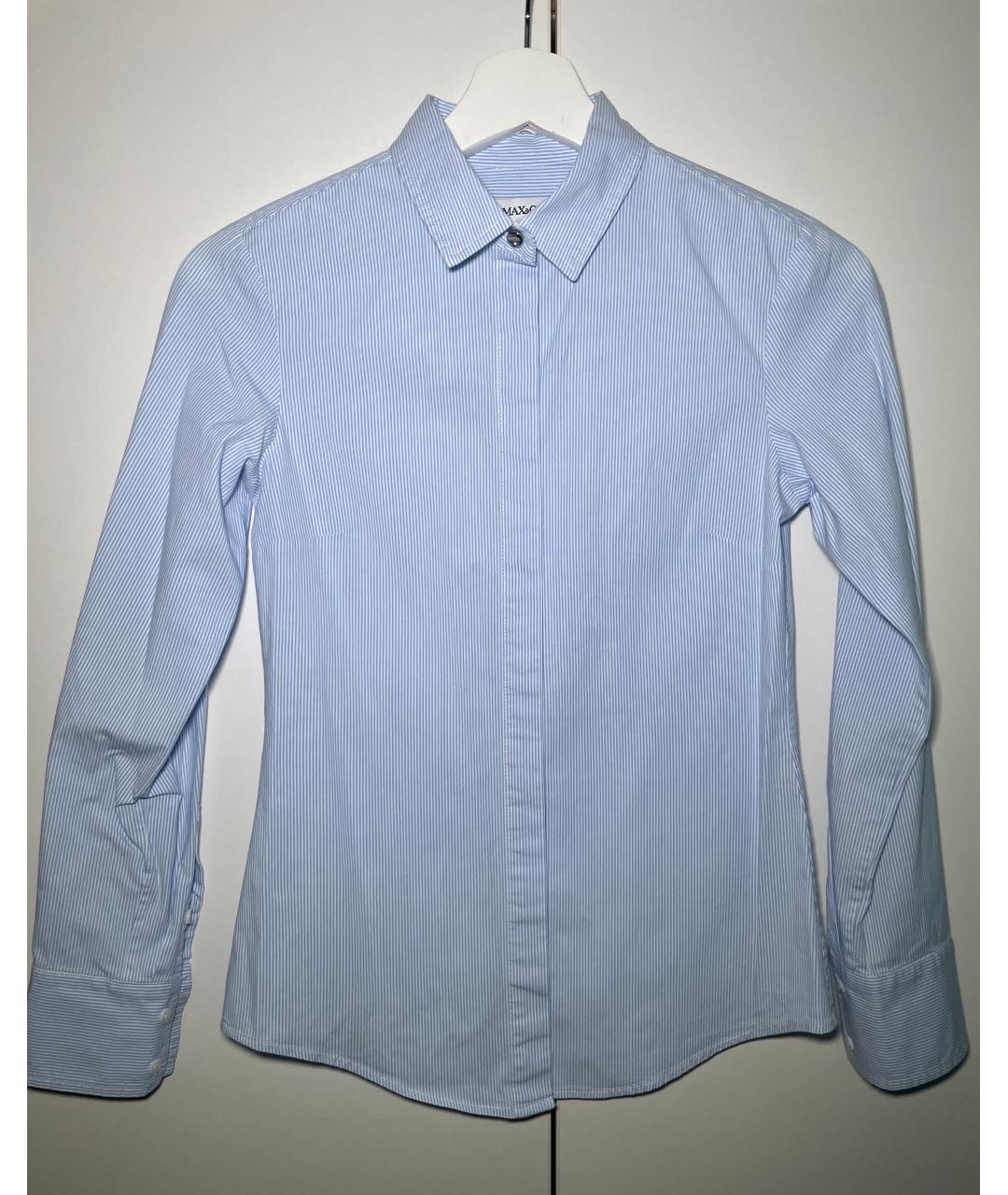 MAX&CO Голубая хлопко-эластановая рубашка, фото 5