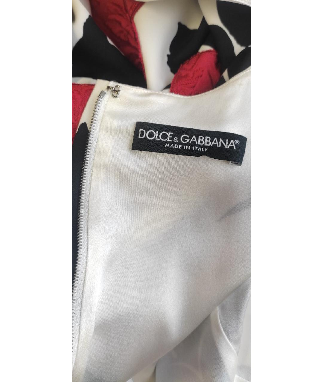 DOLCE&GABBANA Белое шелковое коктейльное платье, фото 4