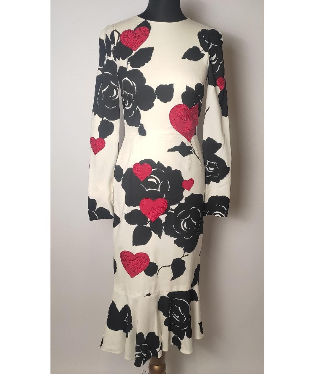 DOLCE&GABBANA Белое шелковое коктейльное платье, фото 8
