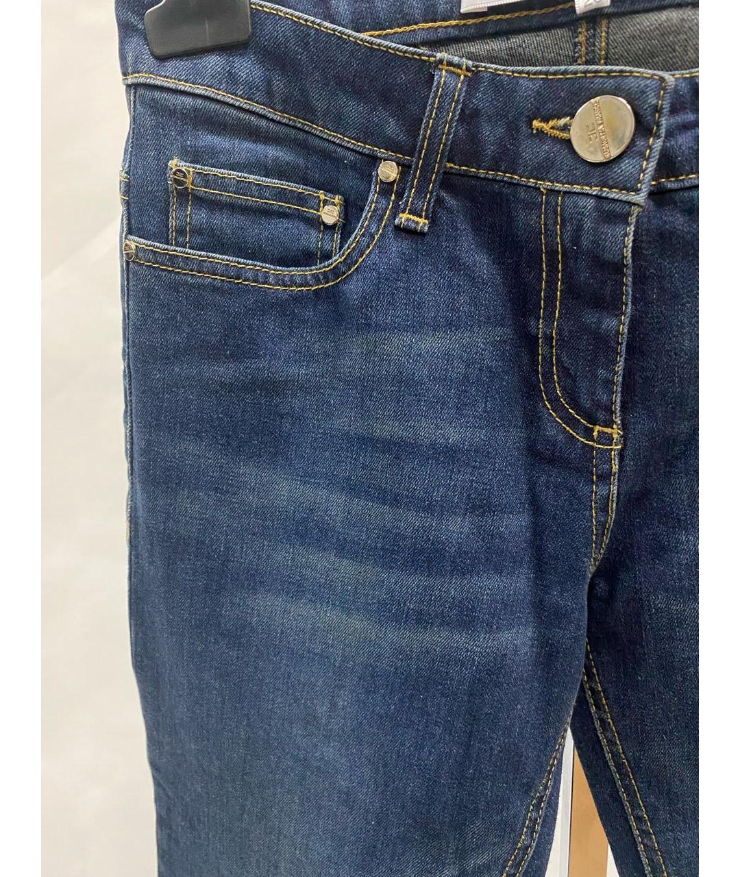 ELISABETTA FRANCHI Синие хлопко-эластановые джинсы клеш, фото 4