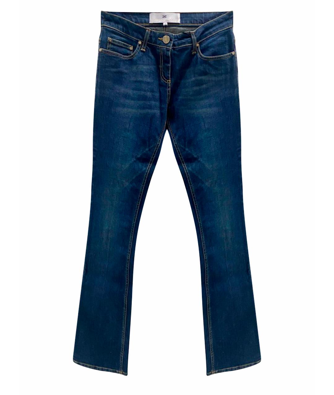 ELISABETTA FRANCHI Синие хлопко-эластановые джинсы клеш, фото 1