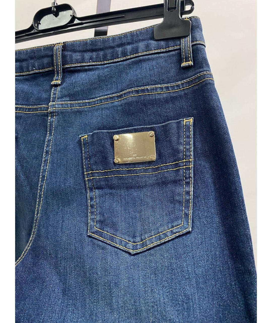 ELISABETTA FRANCHI Синие хлопко-эластановые джинсы клеш, фото 5
