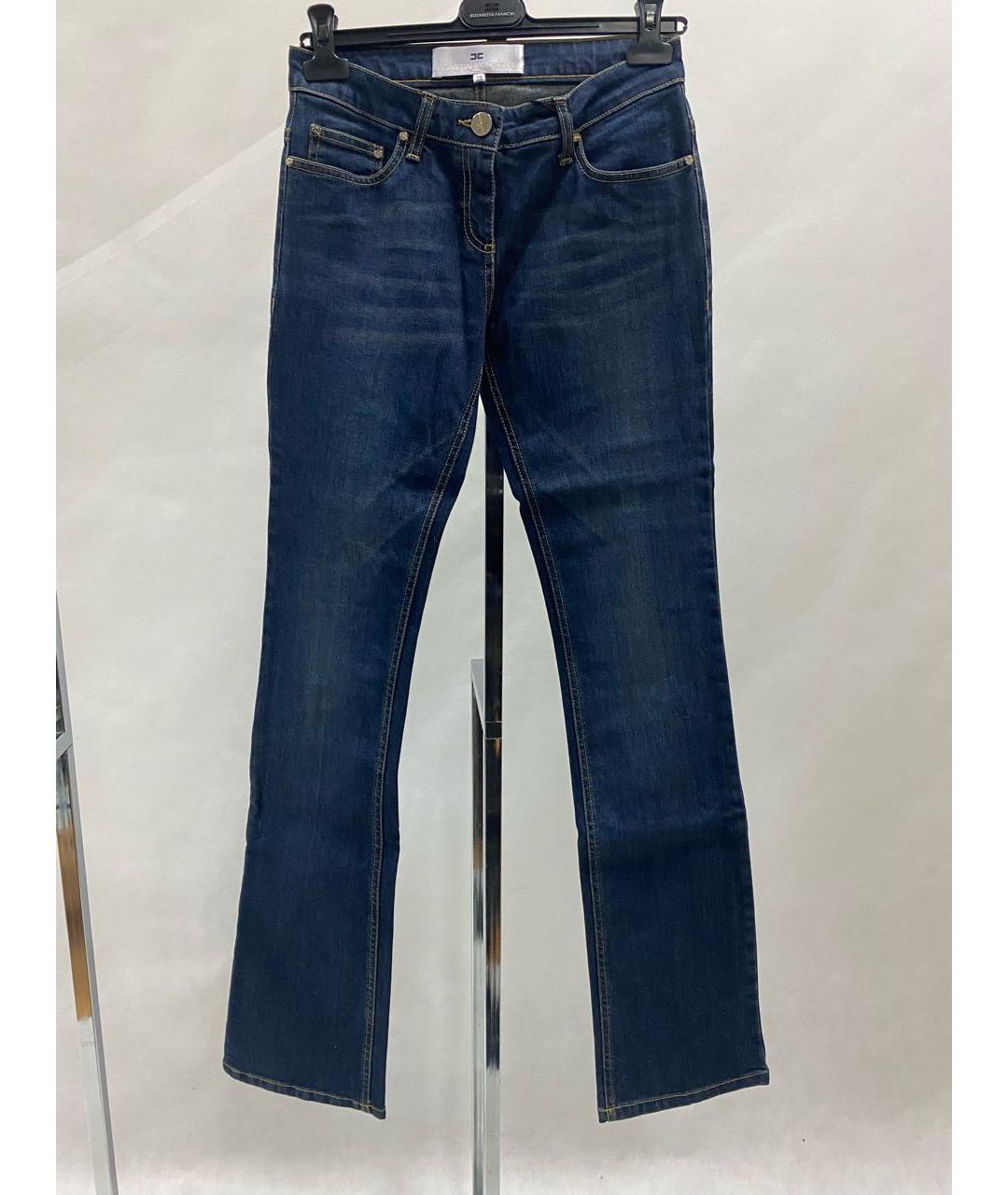 ELISABETTA FRANCHI Синие хлопко-эластановые джинсы клеш, фото 7