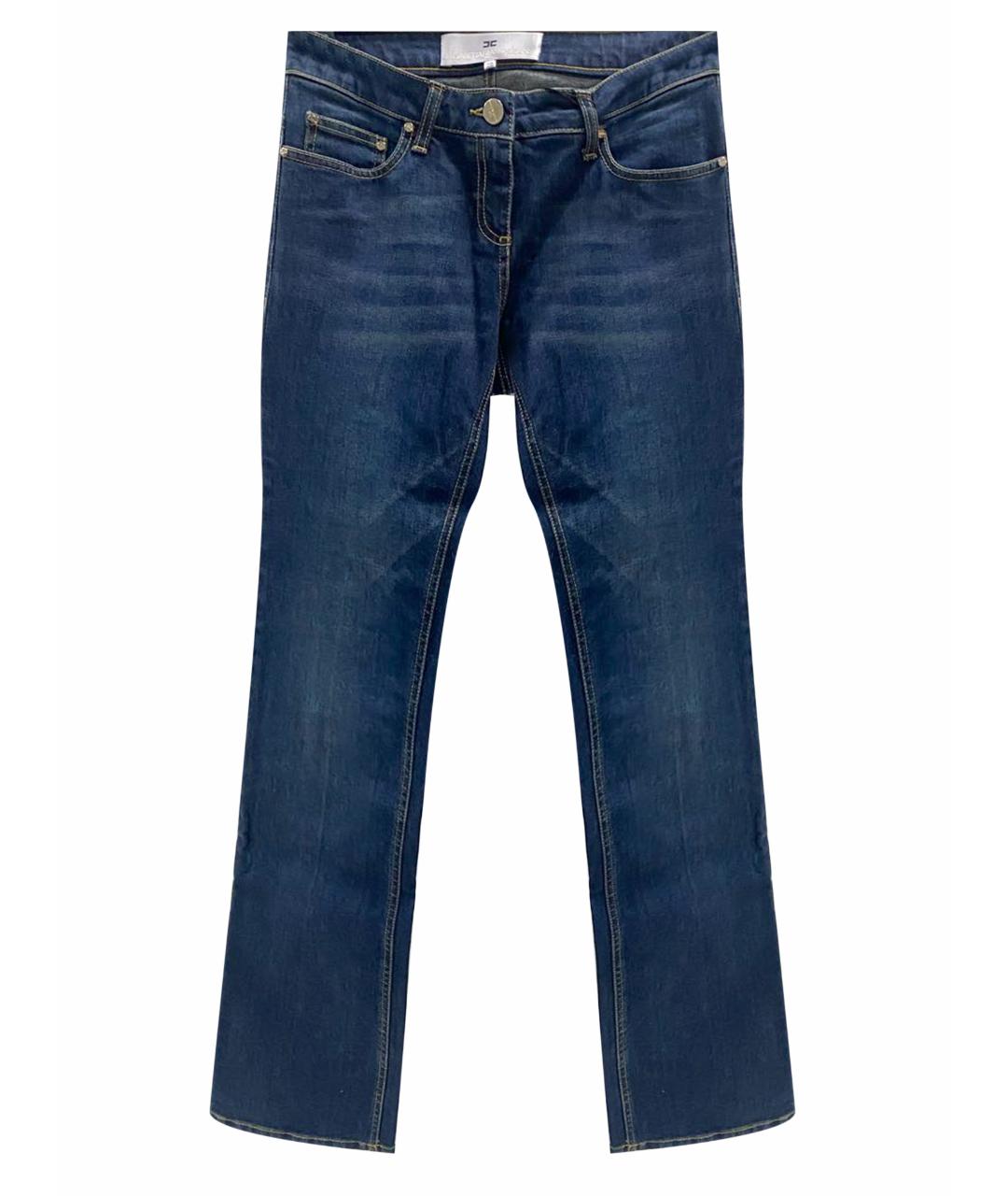 ELISABETTA FRANCHI Синие хлопко-полиэстеровые джинсы клеш, фото 1