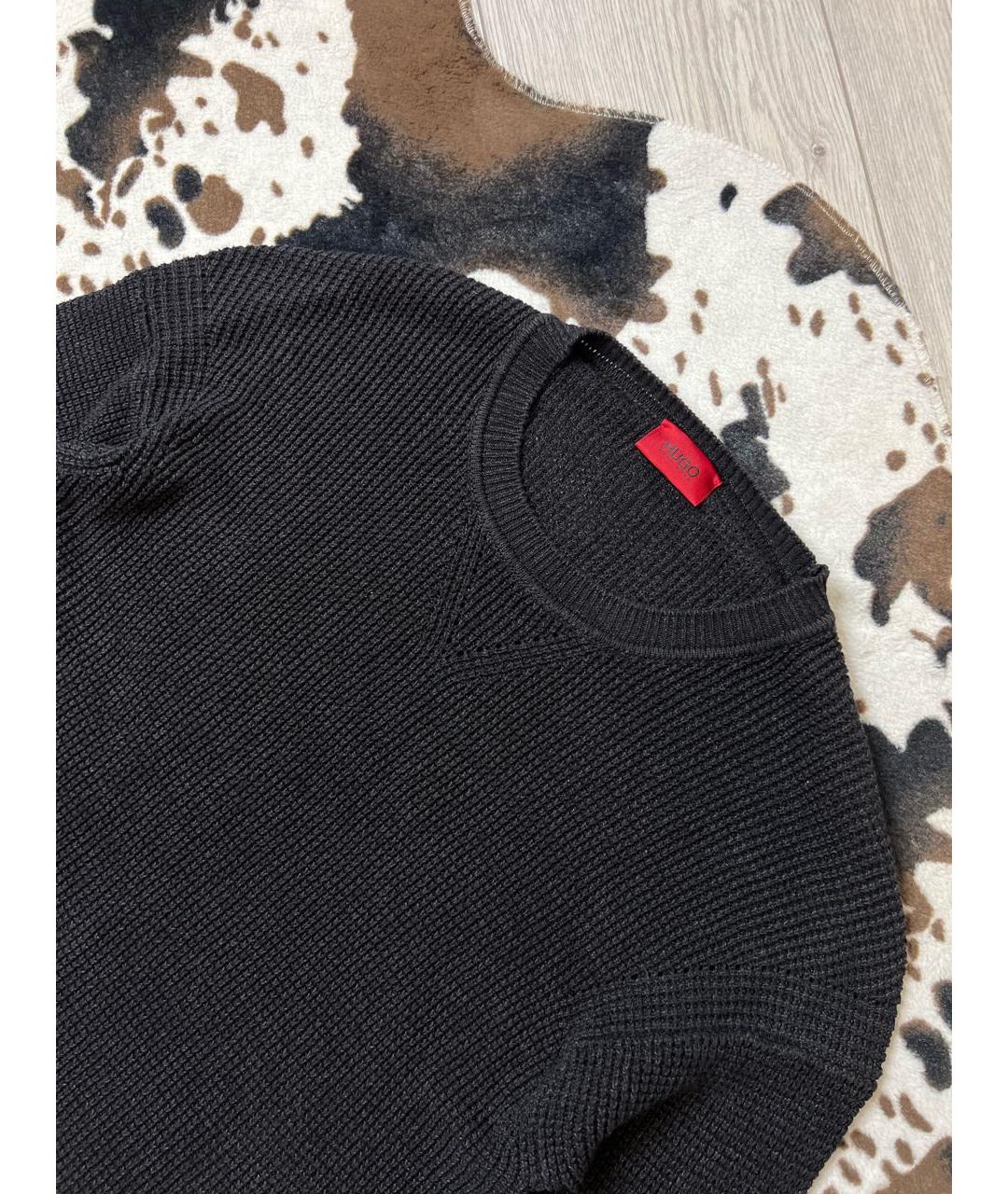 HUGO BOSS Черный льняной джемпер / свитер, фото 3