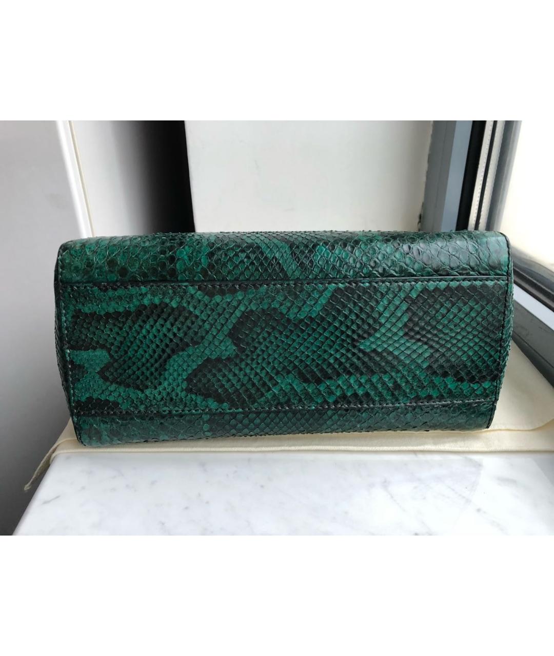 FENDI Зеленая сумка с короткими ручками из экзотической кожи, фото 5