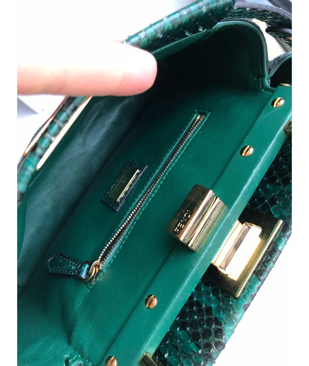 FENDI Зеленая сумка с короткими ручками из экзотической кожи, фото 7