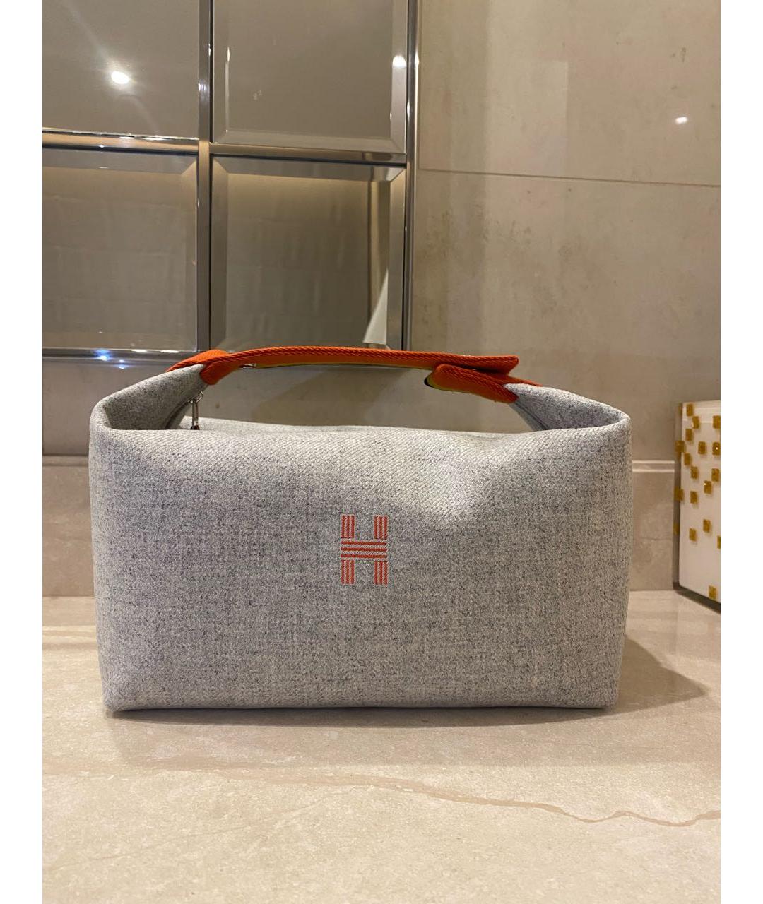 HERMES Серая шерстяная пляжная сумка, фото 2