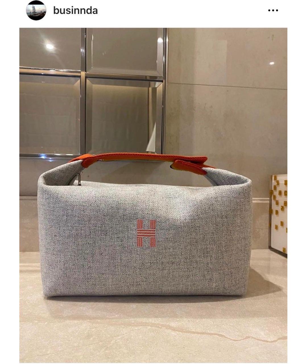 HERMES Серая шерстяная пляжная сумка, фото 5