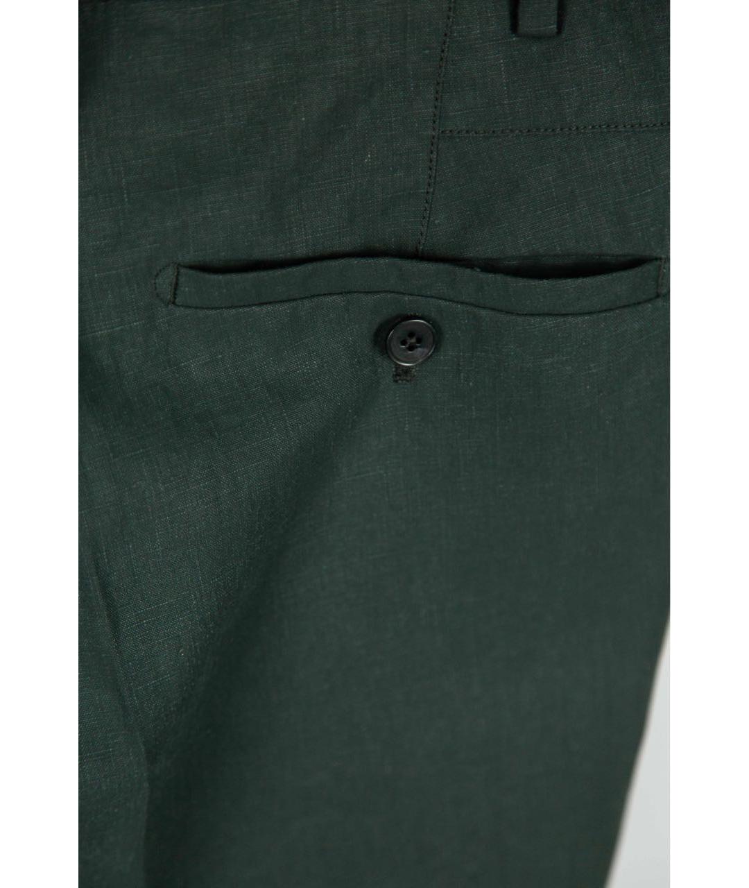HERMES Зеленые льняные брюки чинос, фото 4