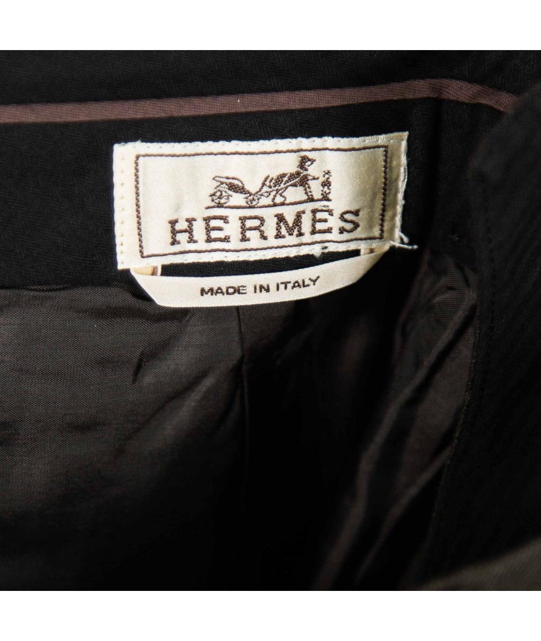 HERMES Зеленые льняные брюки чинос, фото 8