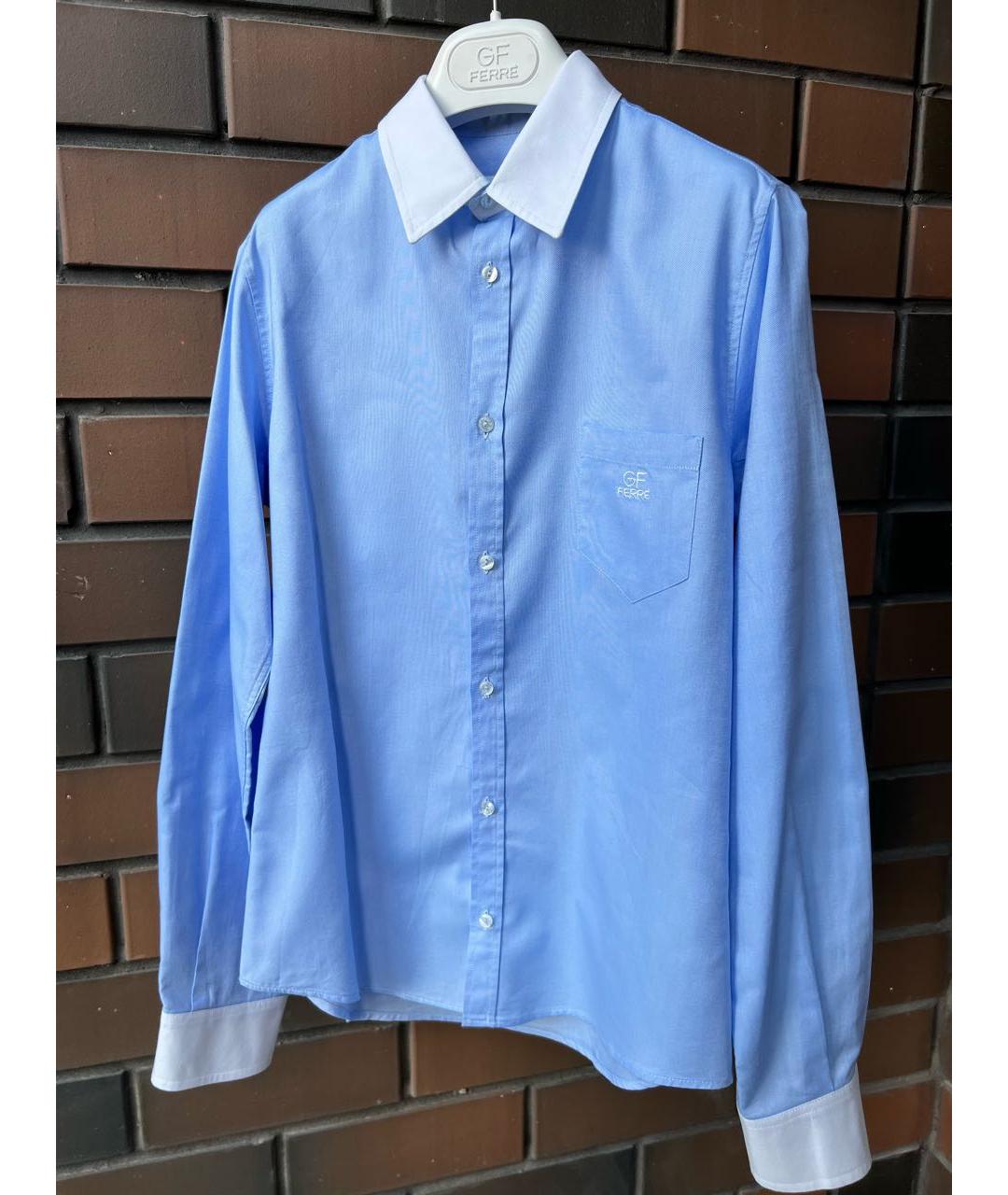 GIANFRANCO FERRE Голубая хлопковая детская рубашка, фото 5
