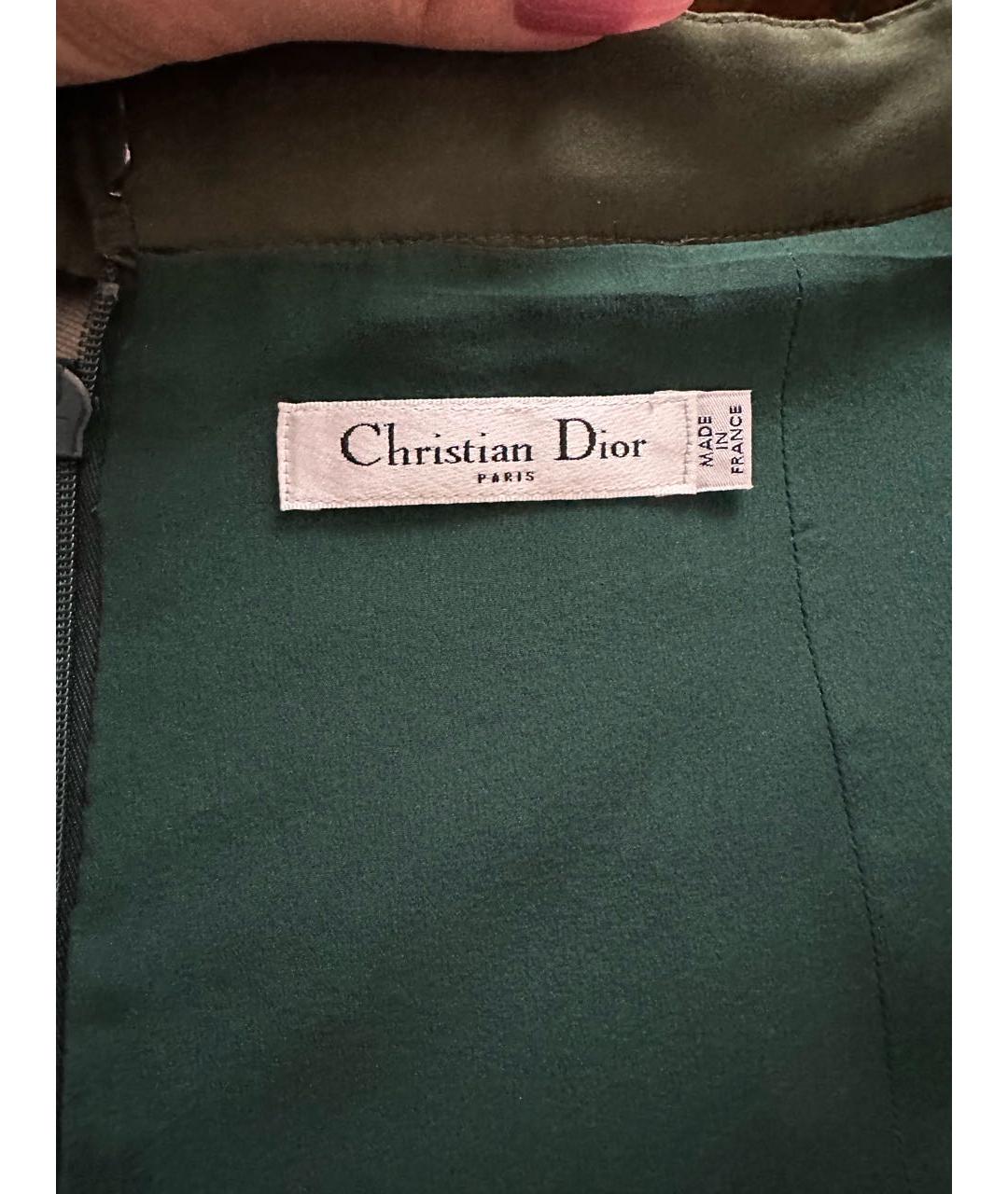 CHRISTIAN DIOR Зеленая шелковая юбка макси, фото 2