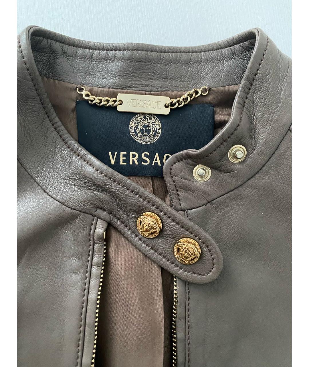 VERSACE Коричневая кожаная куртка, фото 3