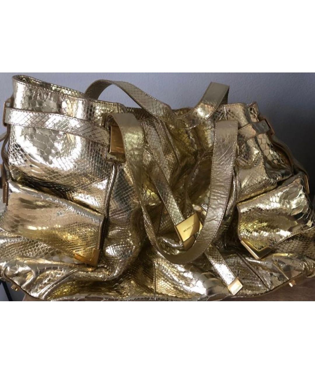 MICHAEL KORS COLLECTION Золотая сумка тоут из экзотической кожи, фото 4