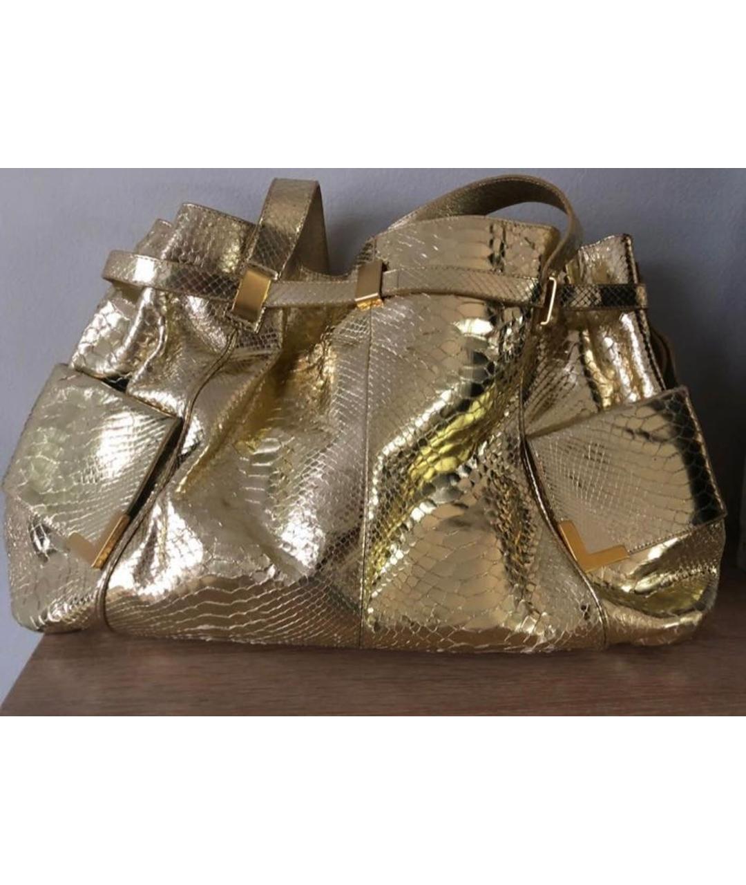 MICHAEL KORS COLLECTION Золотая сумка тоут из экзотической кожи, фото 3