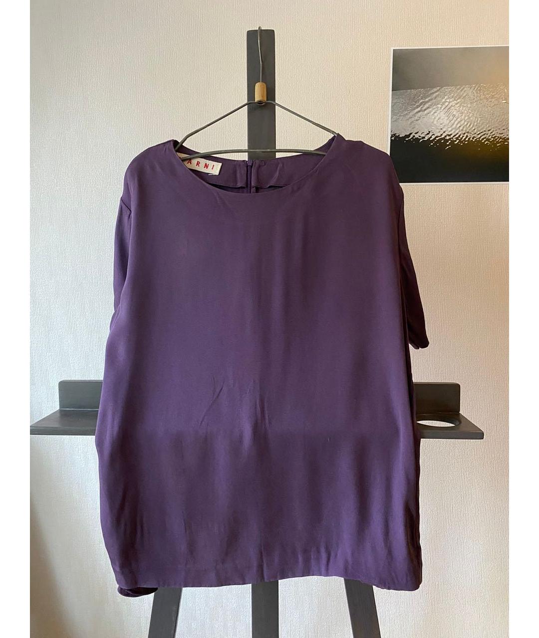 MARNI Фиолетовая шелковая блузы, фото 7