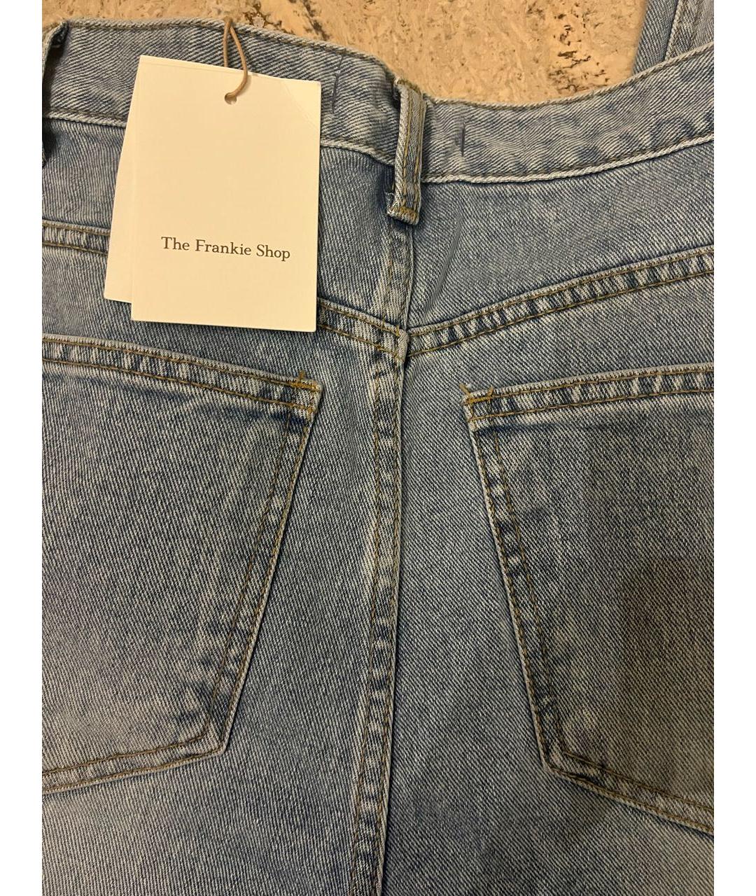 THE FRANKIE SHOP Голубые хлопковые прямые джинсы, фото 5