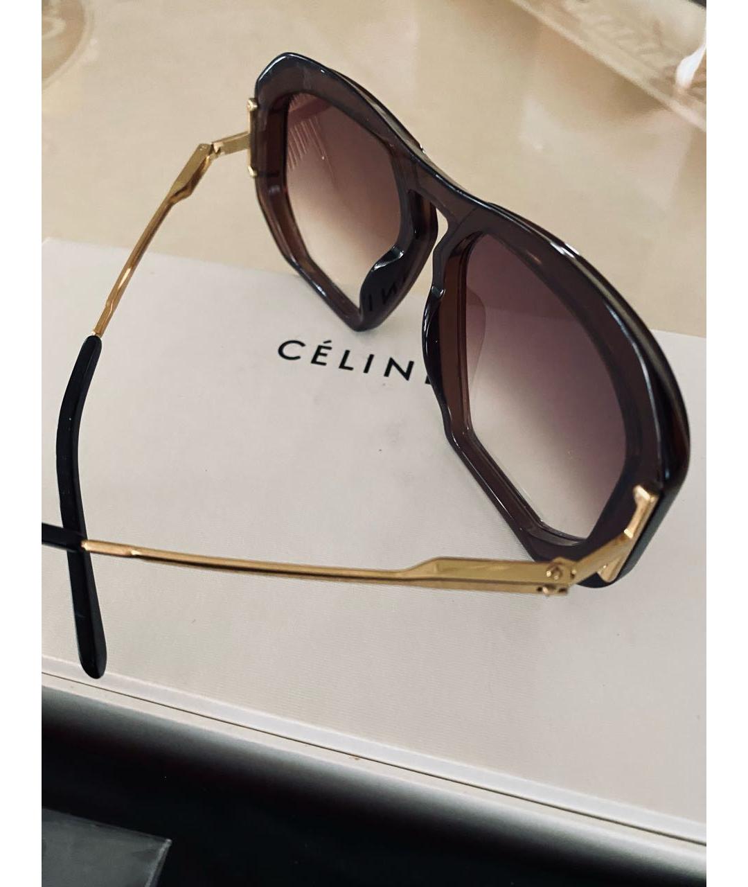 CELINE Коричневые металлические солнцезащитные очки, фото 3