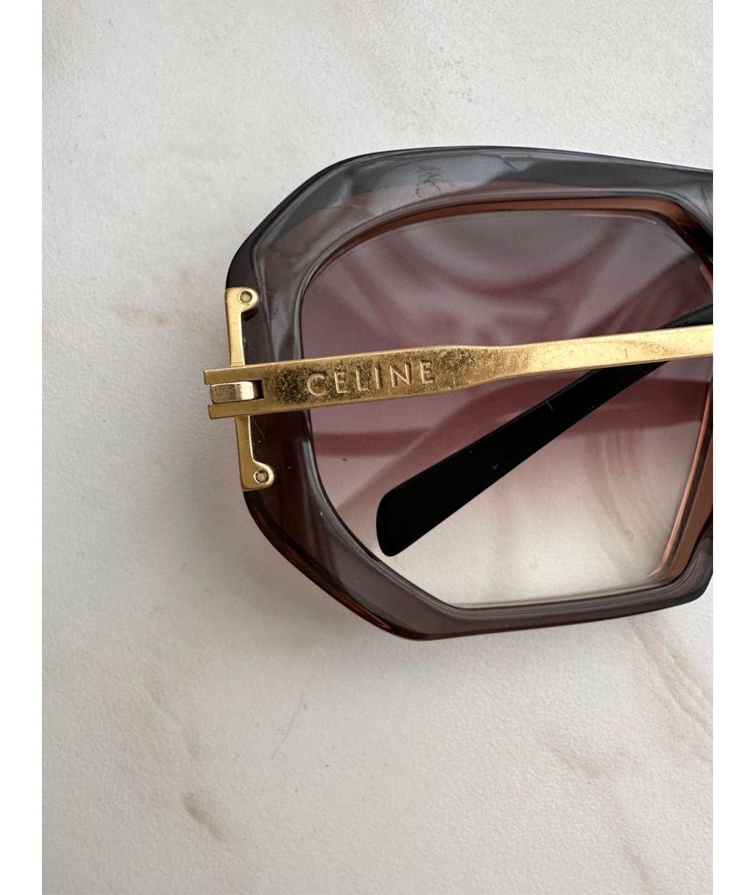 CELINE PRE-OWNED Коричневые металлические солнцезащитные очки, фото 7