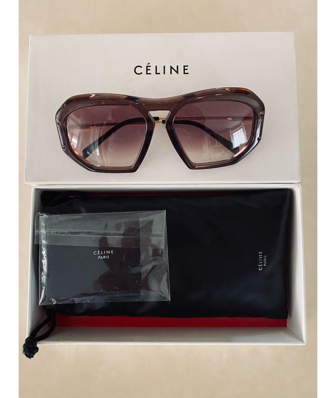 CELINE PRE-OWNED Коричневые металлические солнцезащитные очки, фото 5