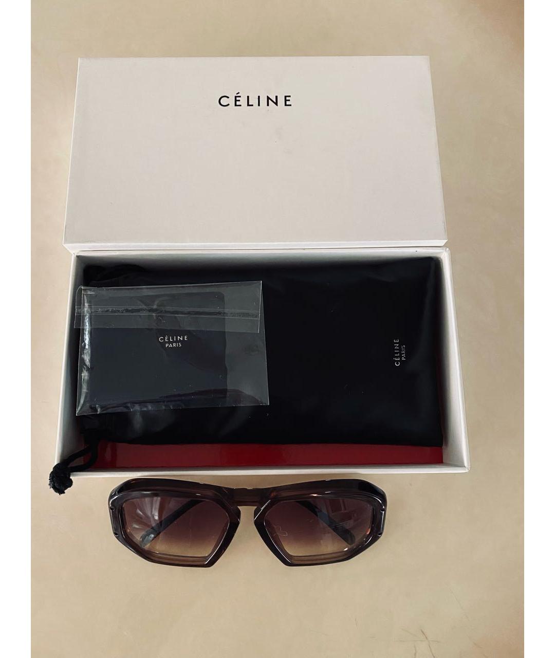 CELINE PRE-OWNED Коричневые металлические солнцезащитные очки, фото 4