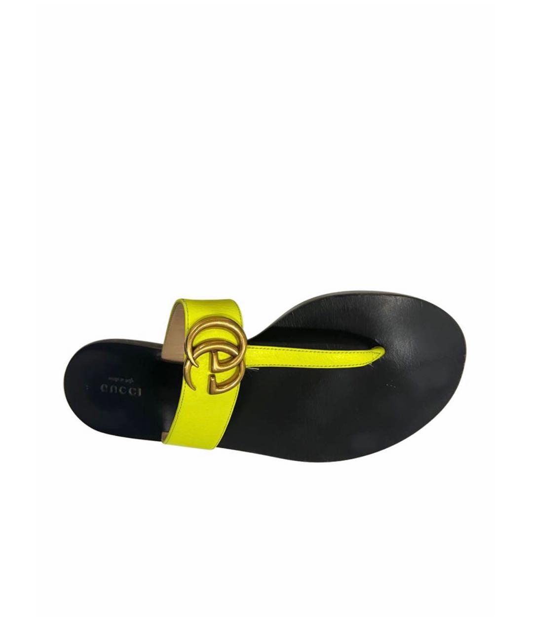 GUCCI Желтые кожаные сандалии, фото 1