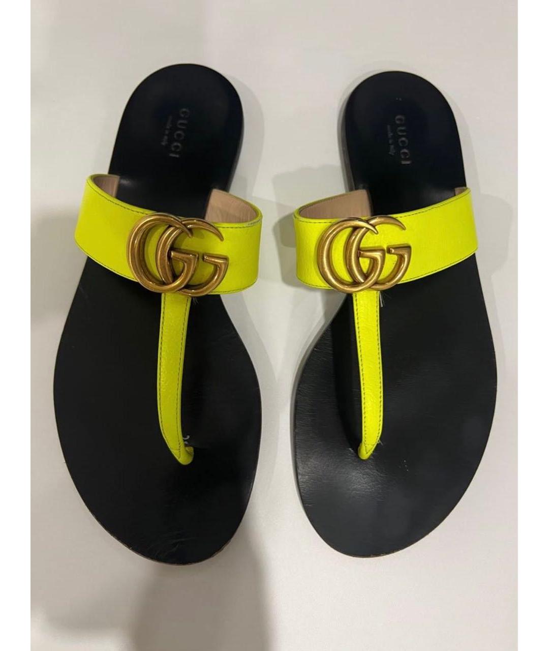 GUCCI Желтые кожаные сандалии, фото 2