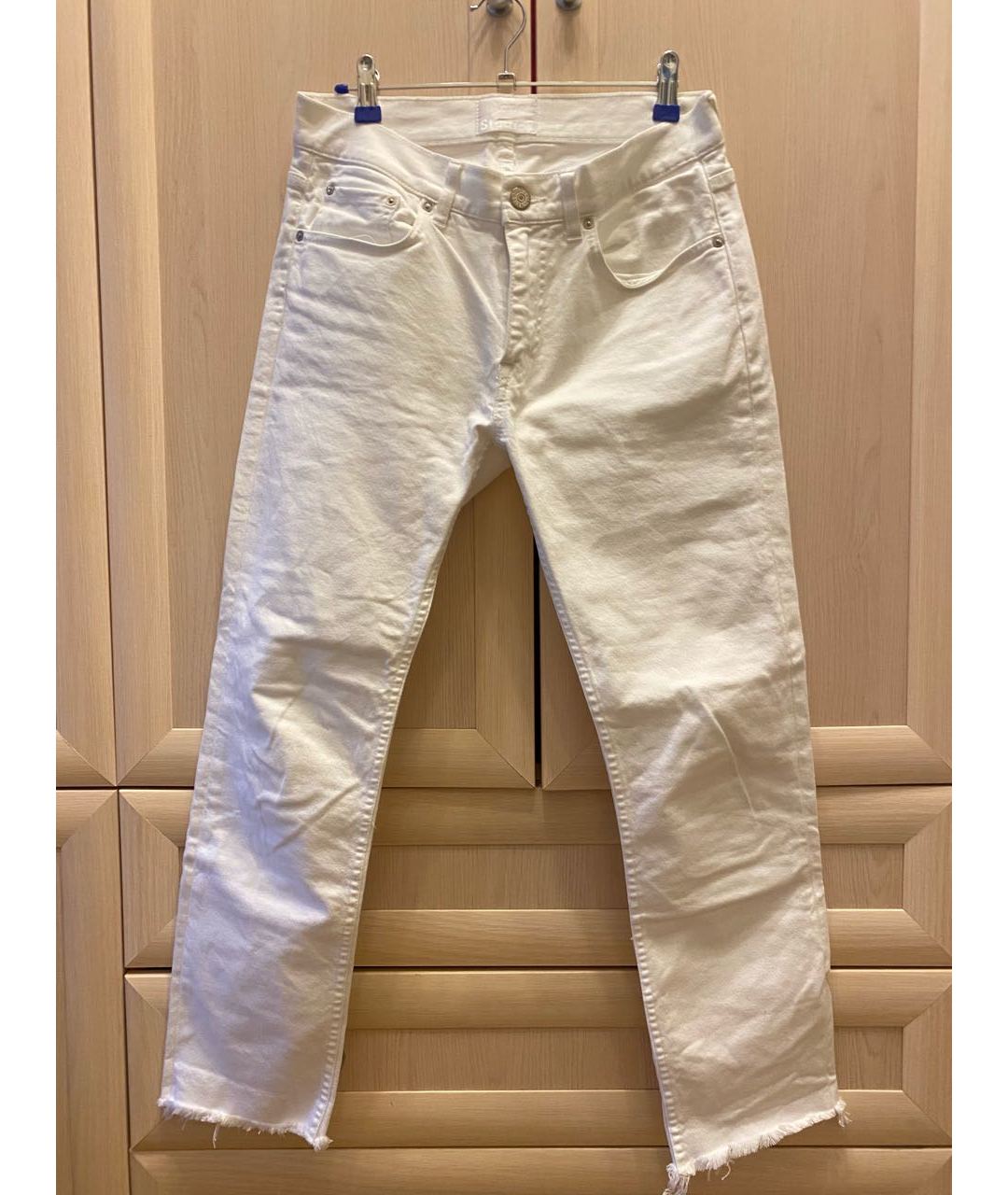 ACNE STUDIOS Белые хлопко-эластановые джинсы, фото 4