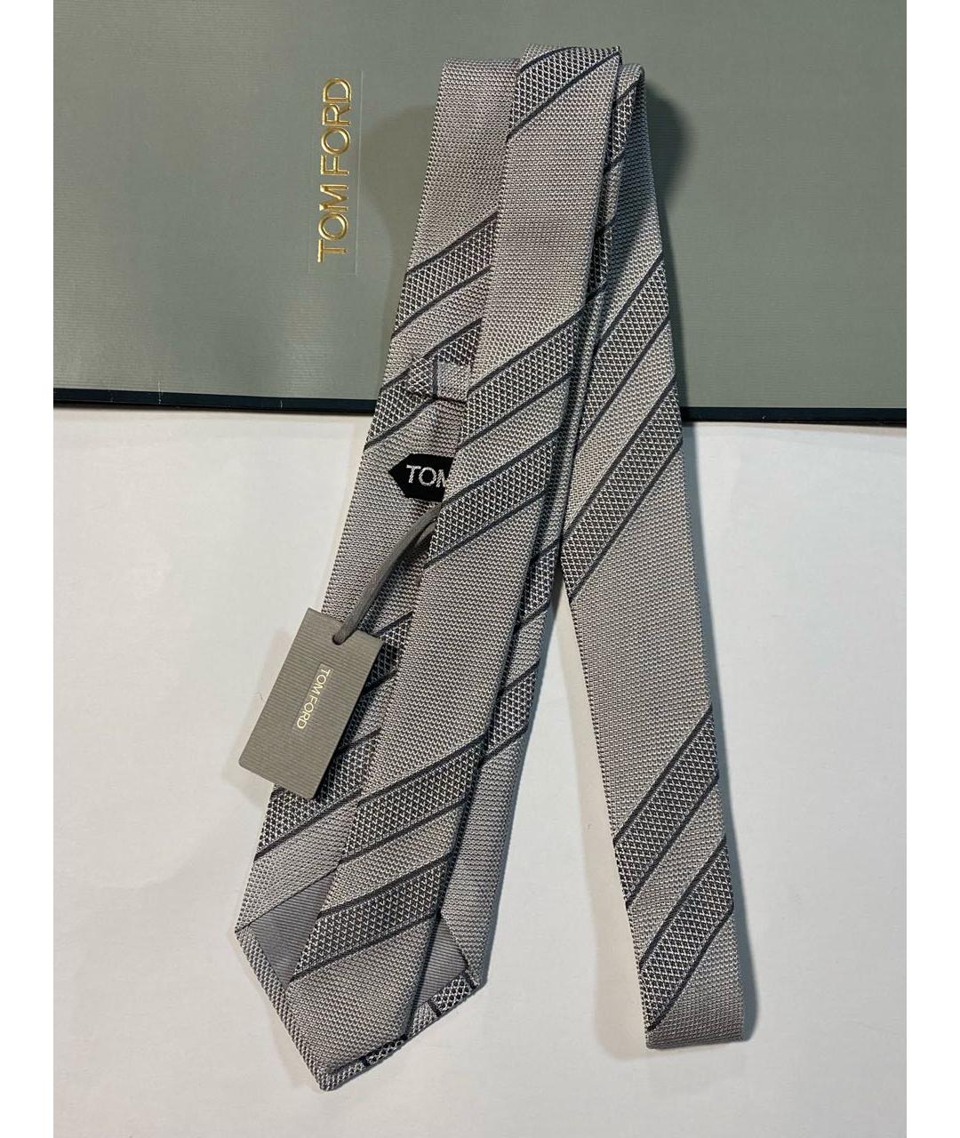 TOM FORD Серый шелковый галстук, фото 2