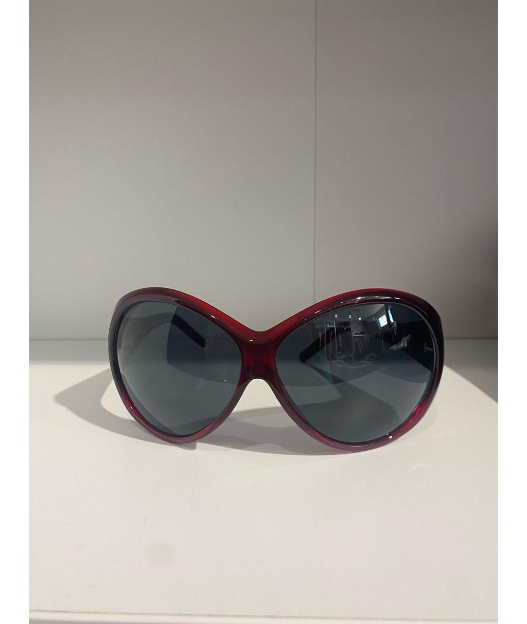 CHANEL Бордовые пластиковые солнцезащитные очки, фото 9